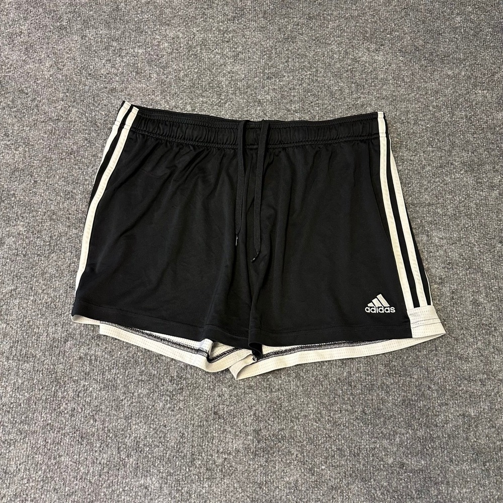 Adidas Shorts Womens Size XL Black Aeroready Athletic 3-Stripe Running Gym